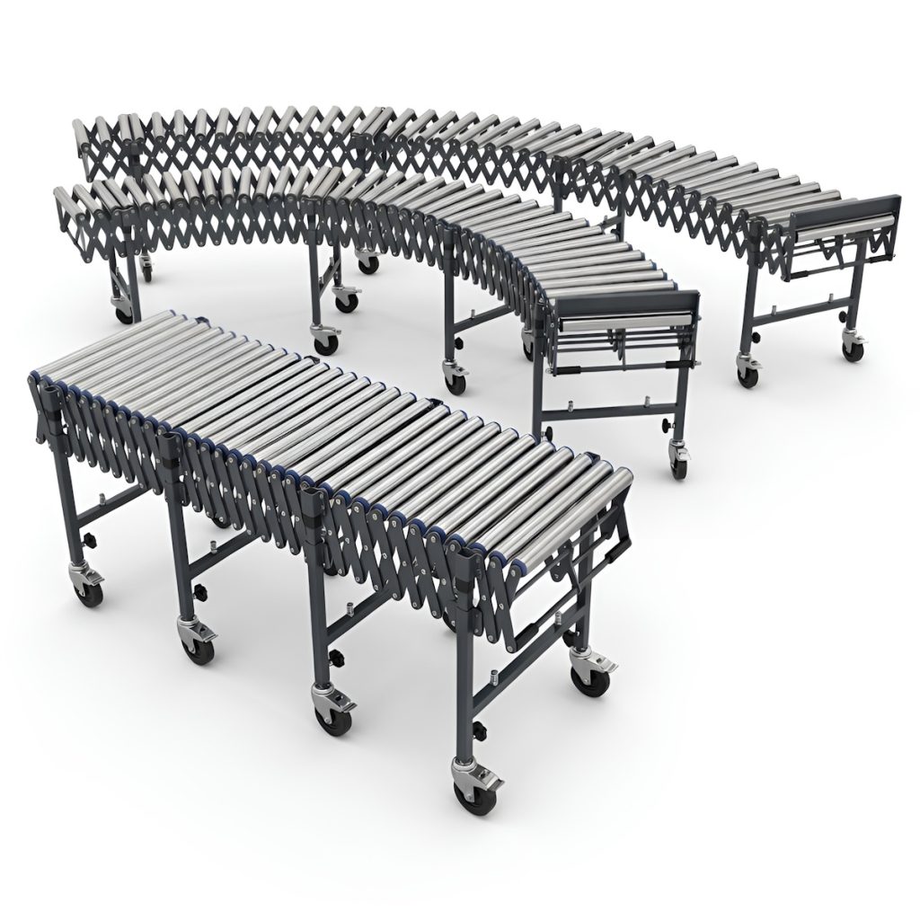 Раздвижные гравитационные рольганги (нагрузка до 50 кг) на базе ножничного механизма