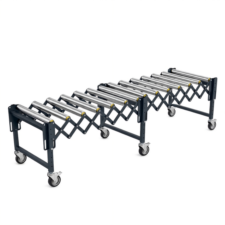 Двухсекционный рольганг растянутый в прямую линию на трех опорах